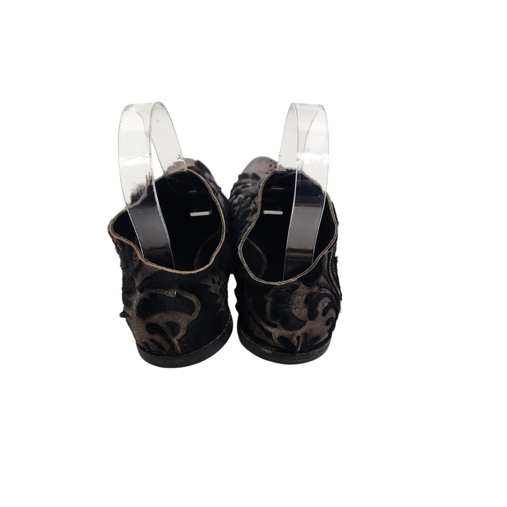 CYDWOQ Edge Shoes Womens 6 36 Black Floral Victorian Embossed Leather Handmade - Picture 4 of 9